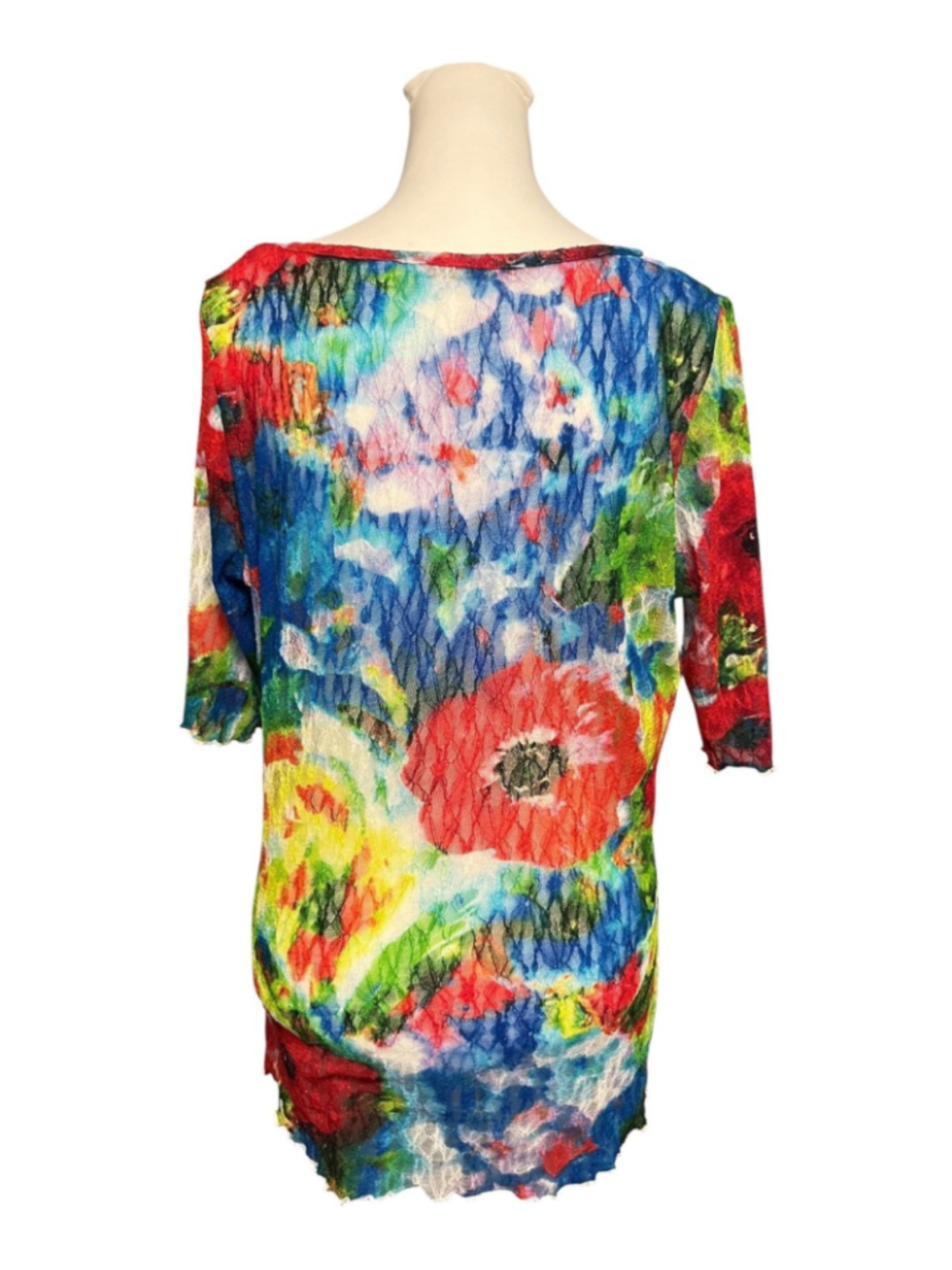 Snoskins Colorful Semi Sheer Gauzy Blouse Size Large - Picture 4 of 6